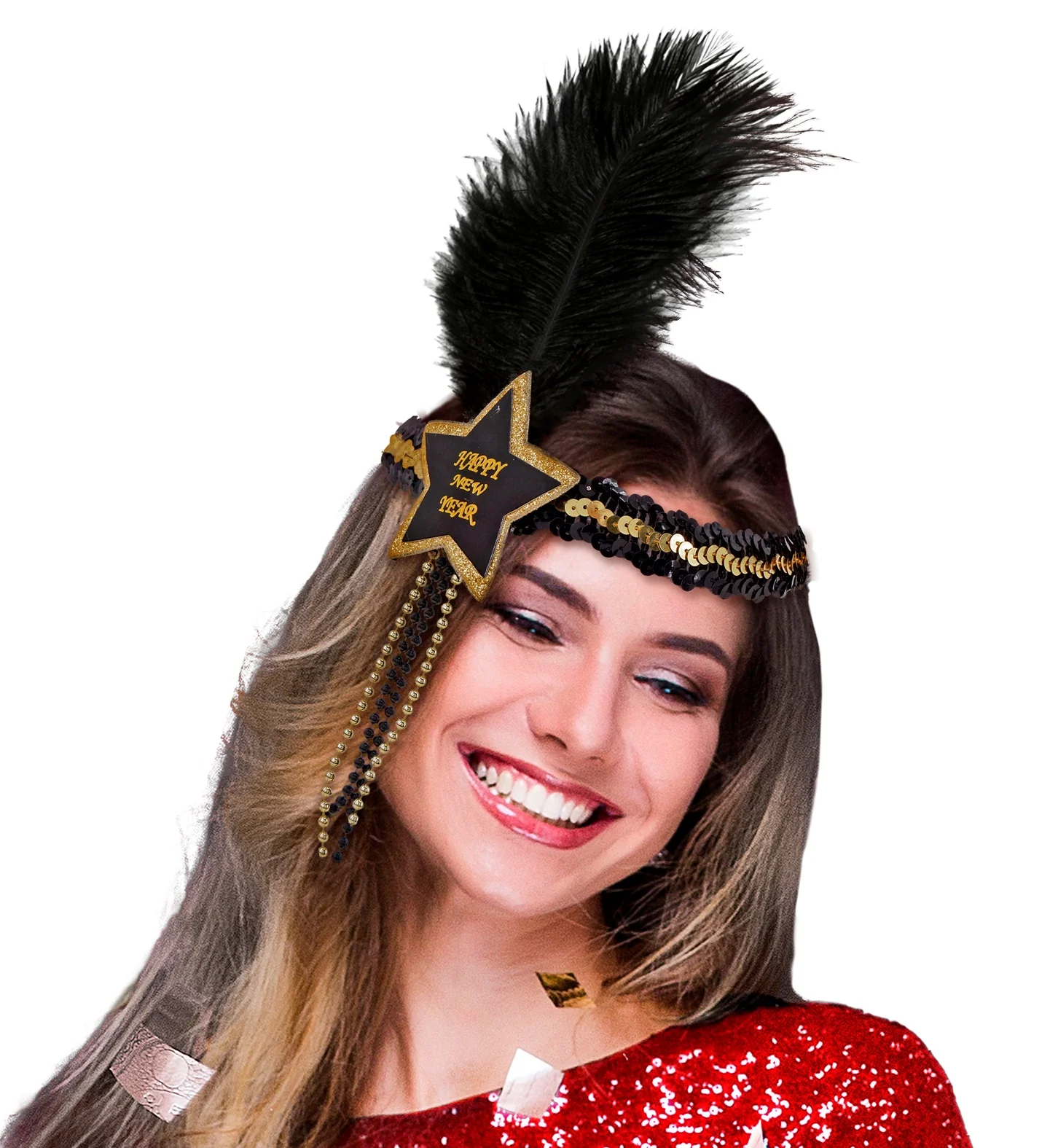 Zwart gouden nieuwjaars haarbandjes - Image 2