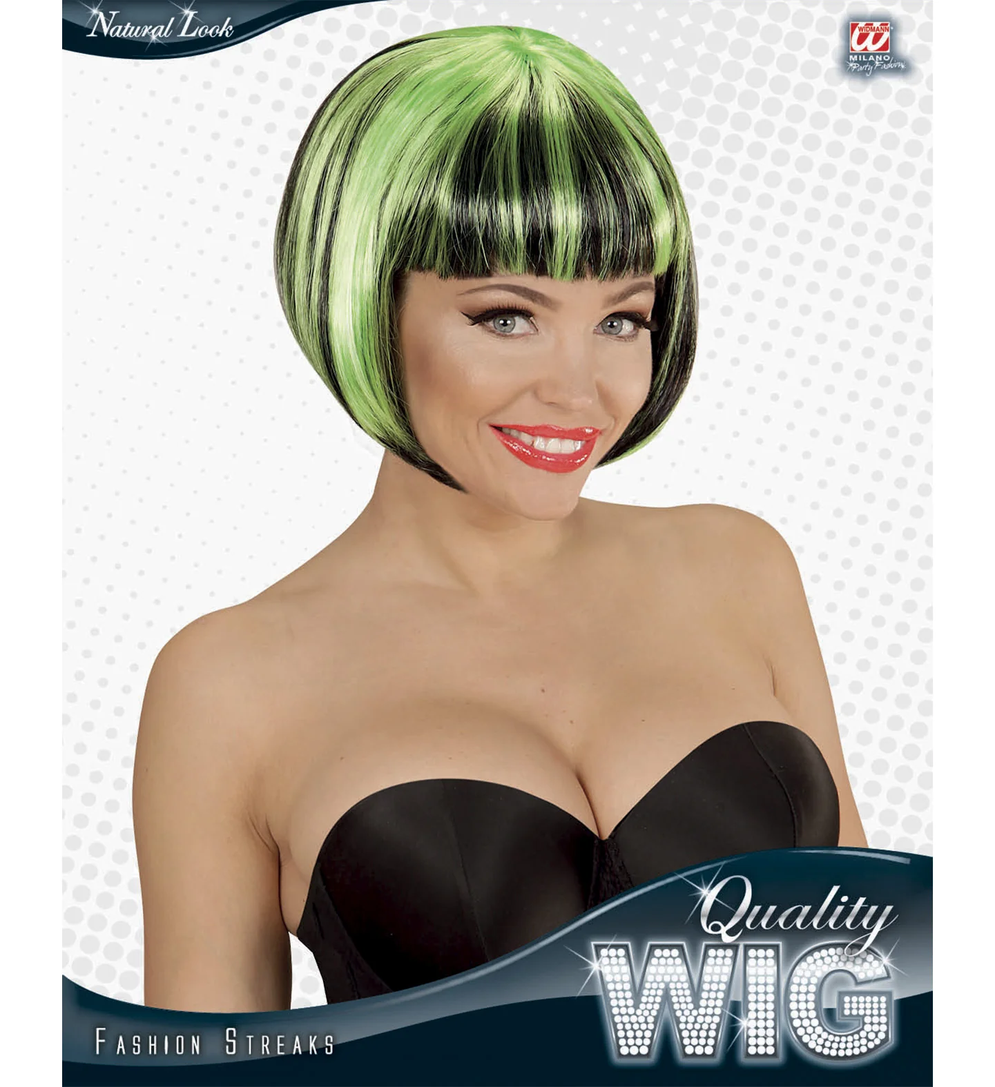 Zwart groen boblijn pruiken - Image 2