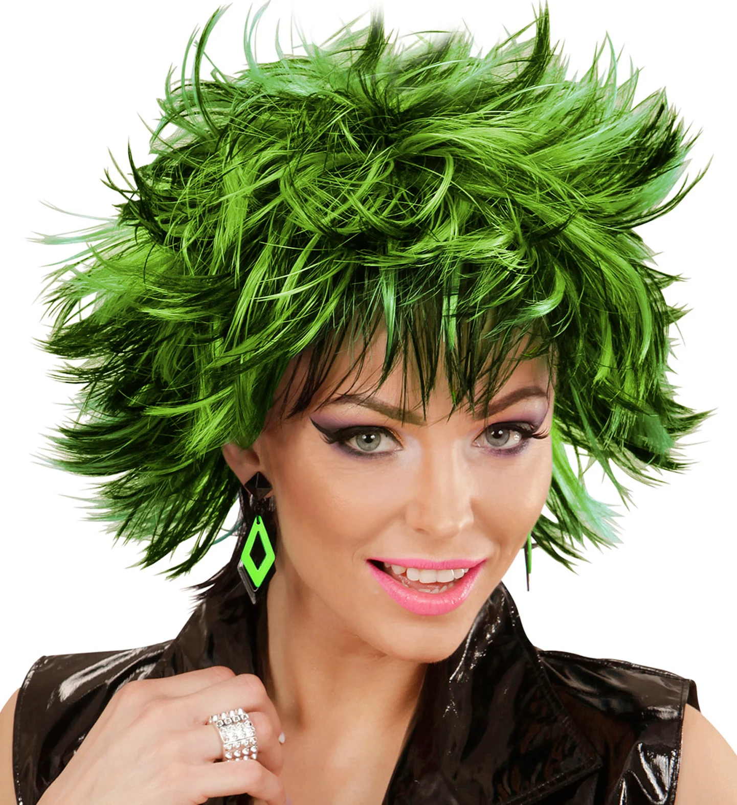 Zwart met neon groene hippie oorbellen - Image 3