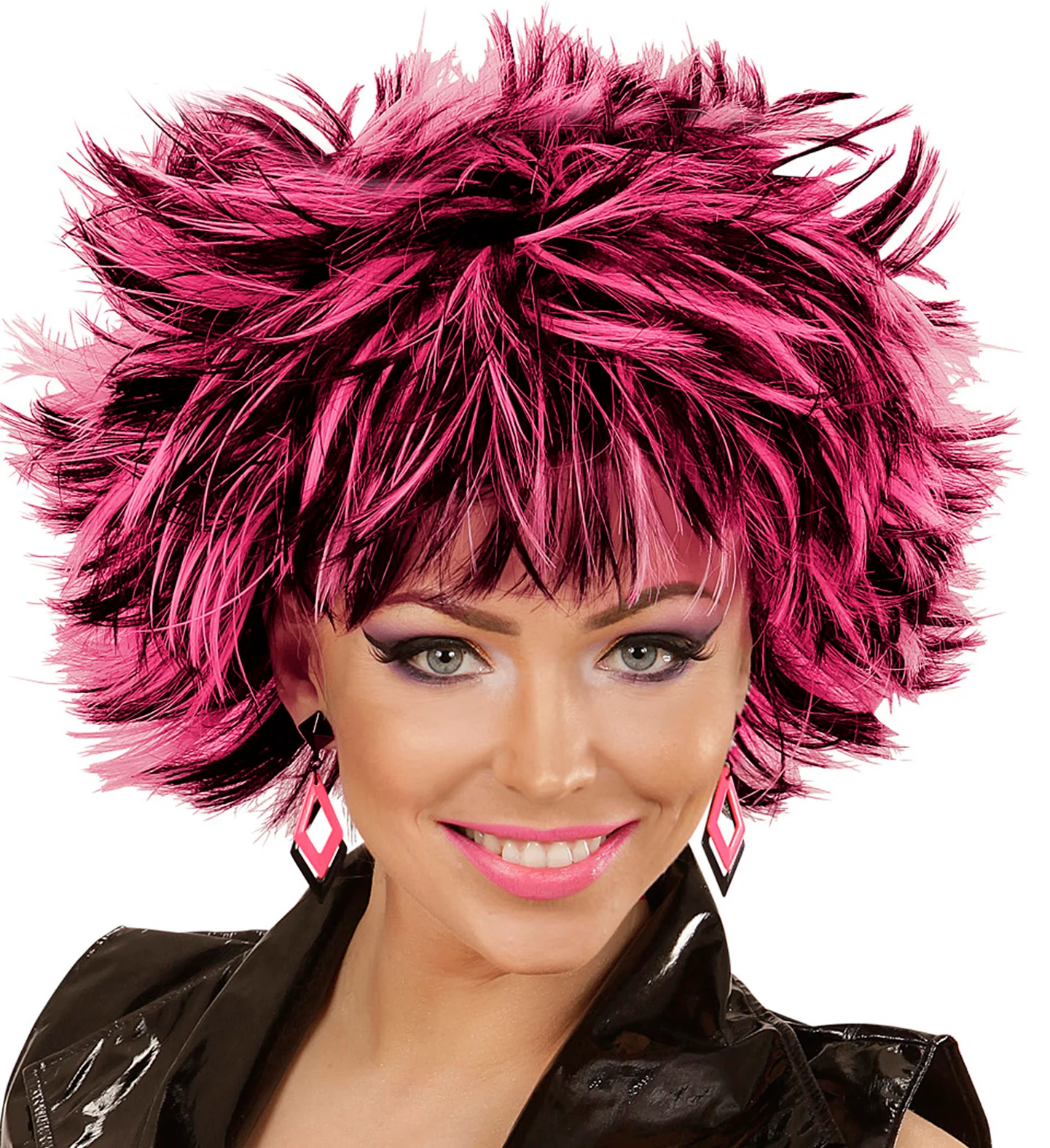 Zwart met neon roze hippie oorbellen - Image 3