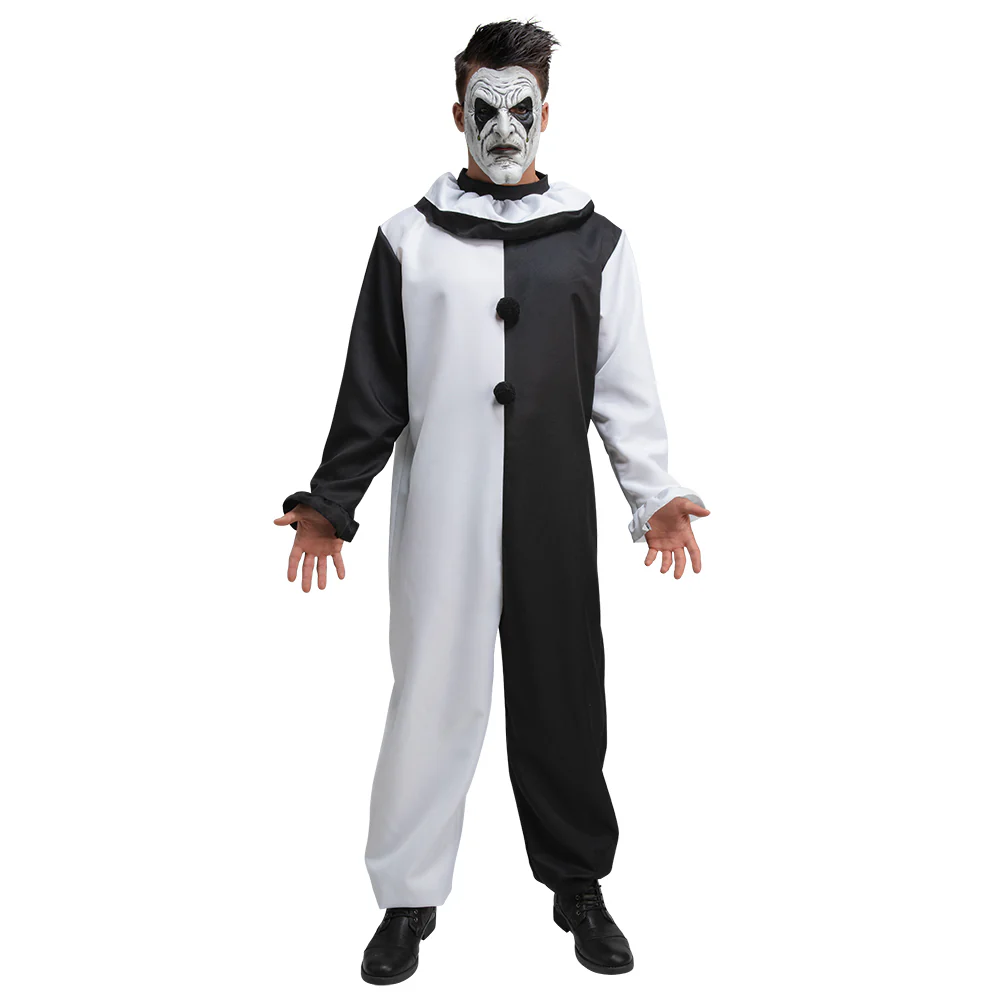 Zwart wit clownspak met masker