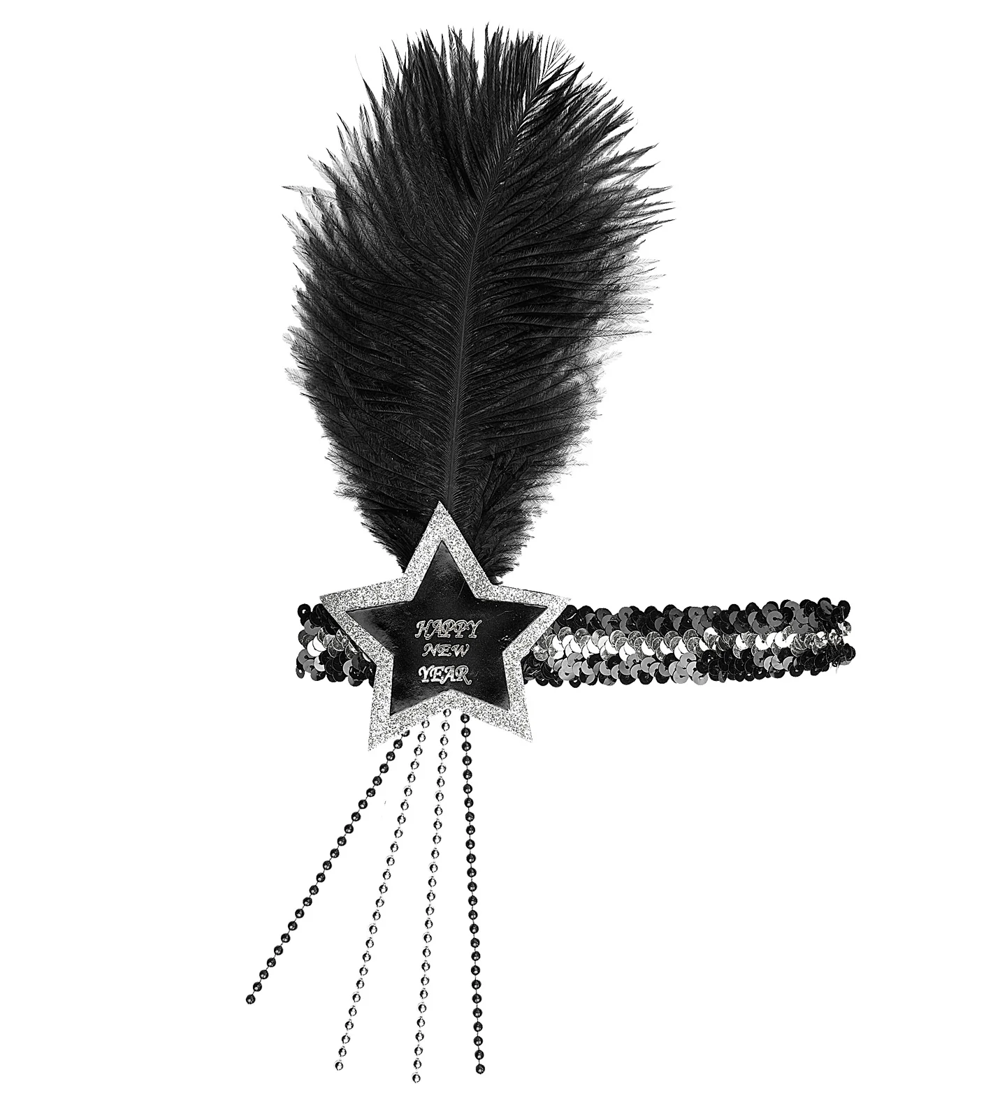 Zwart zilver Happy New  Year haarbandje