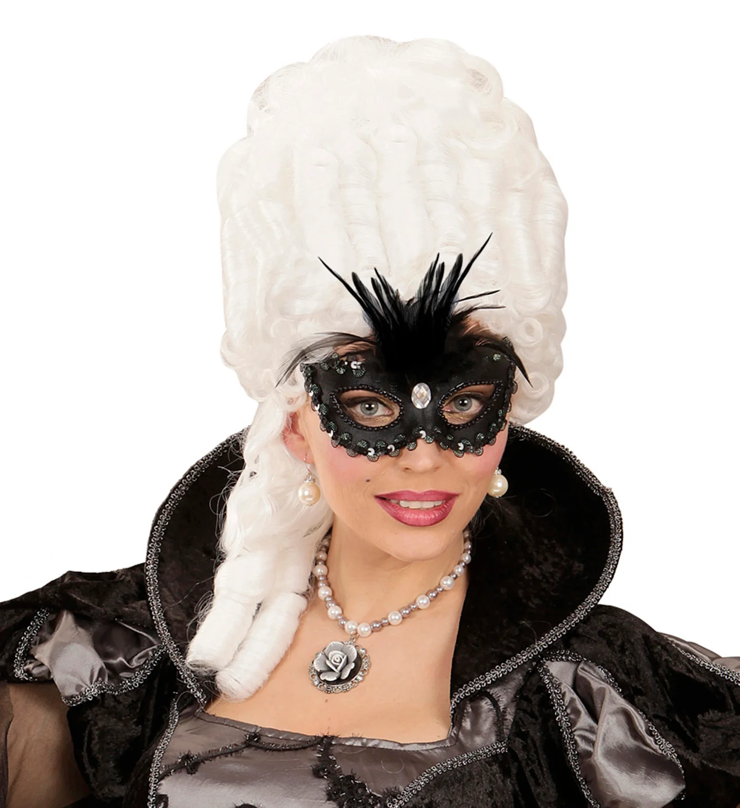 Zwarte baronessen oogmaskers met  veertjes - Image 4