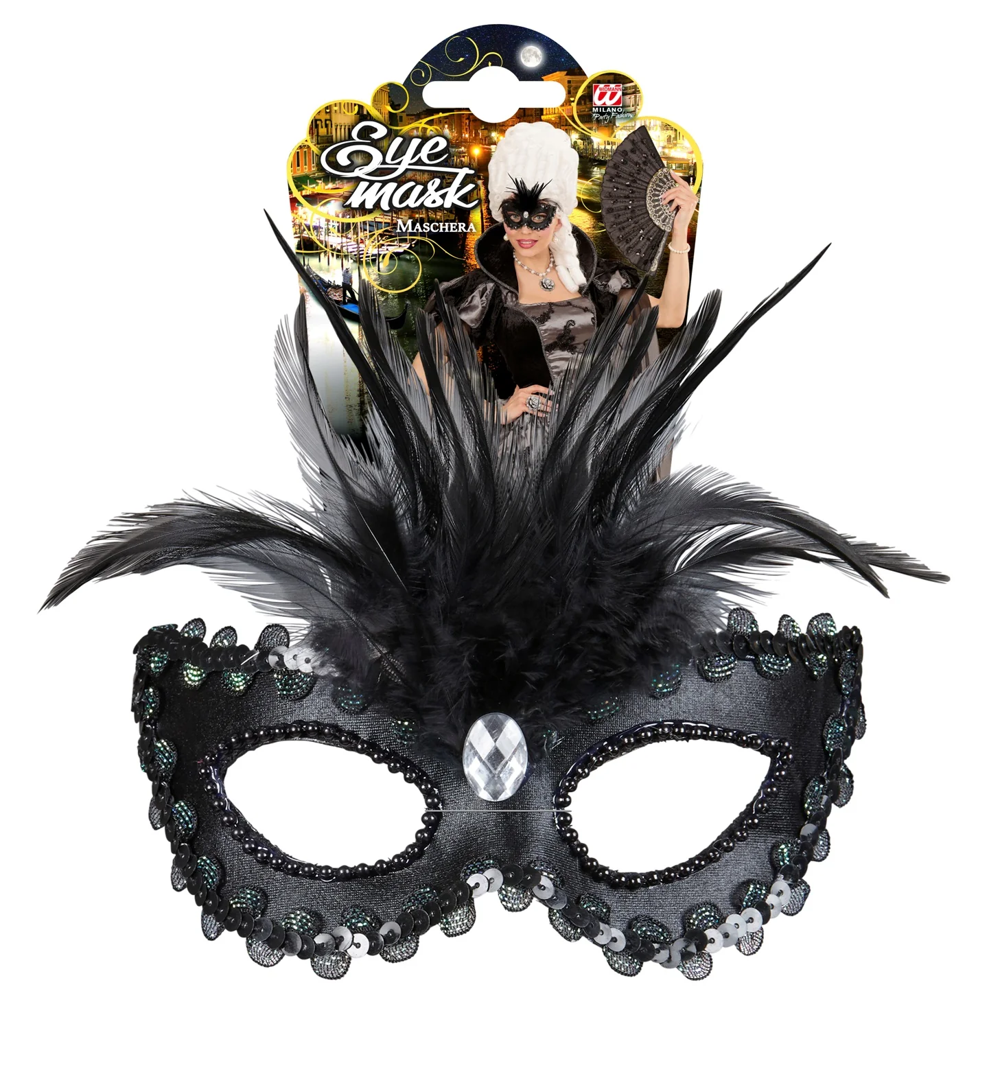 Zwarte baronessen oogmaskers met  veertjes - Image 5