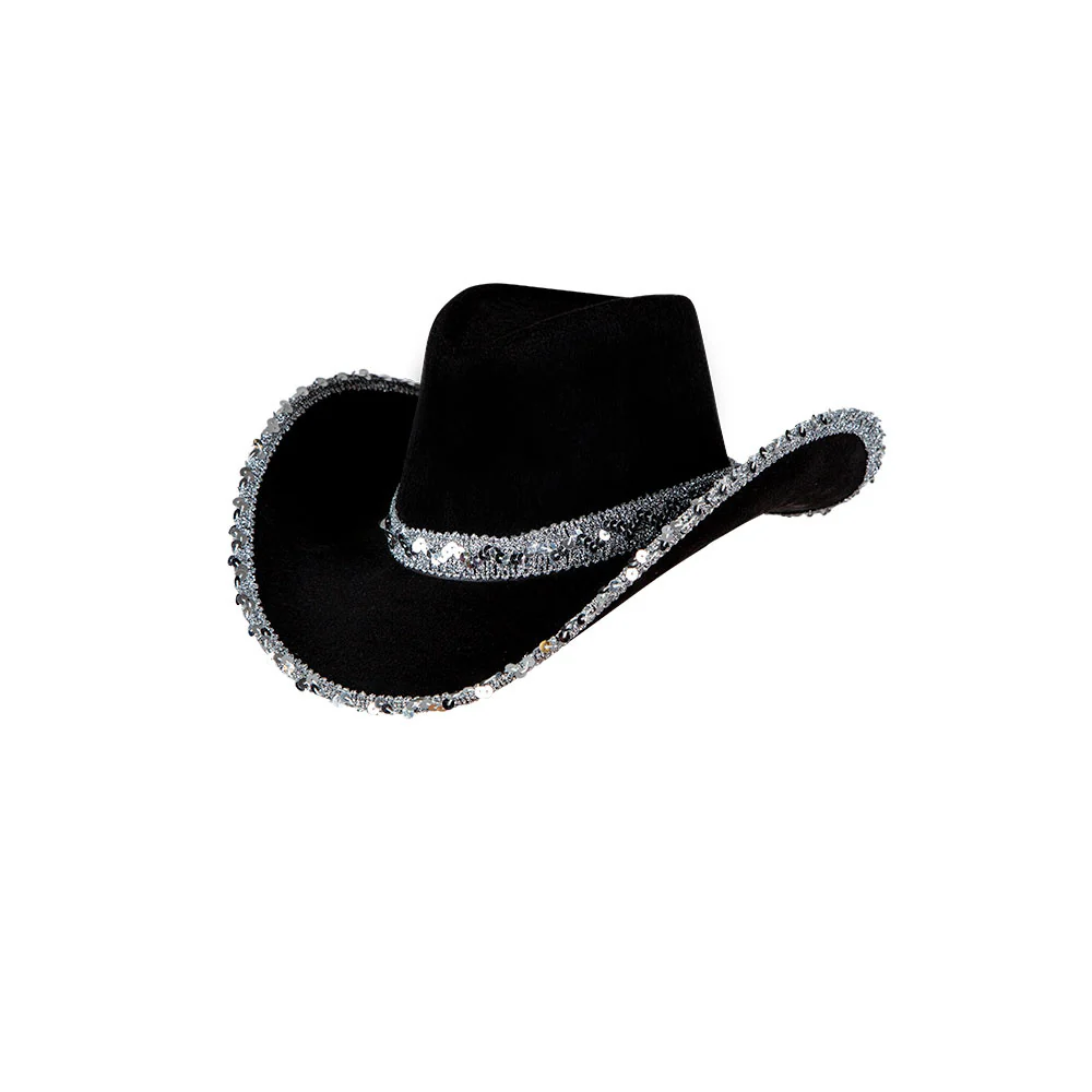 Zwarte cowboyhoed met pailletten - Image 2