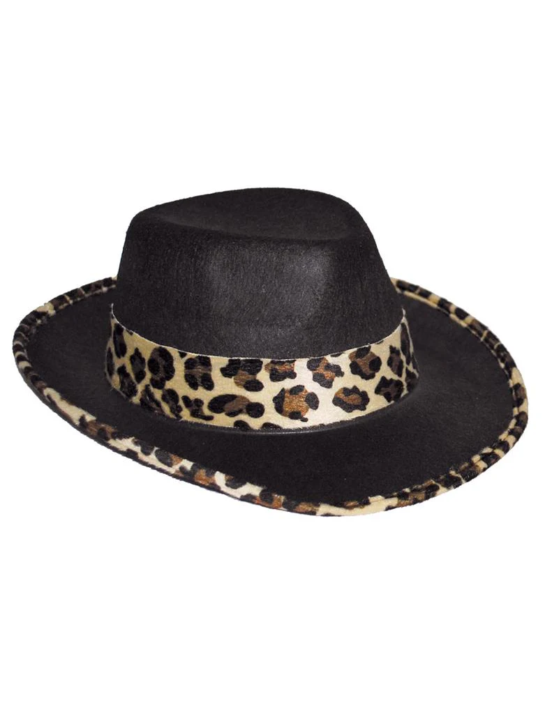 Zwarte hoed met luipaard print