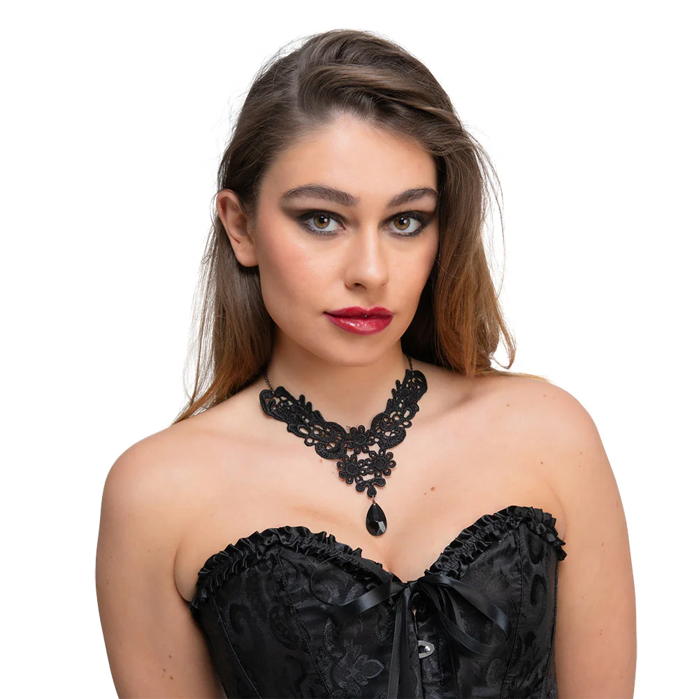 Zwarte kanten gotische ketting