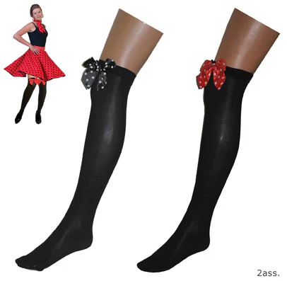 Zwarte kniekous met zwarte strik - Image 2