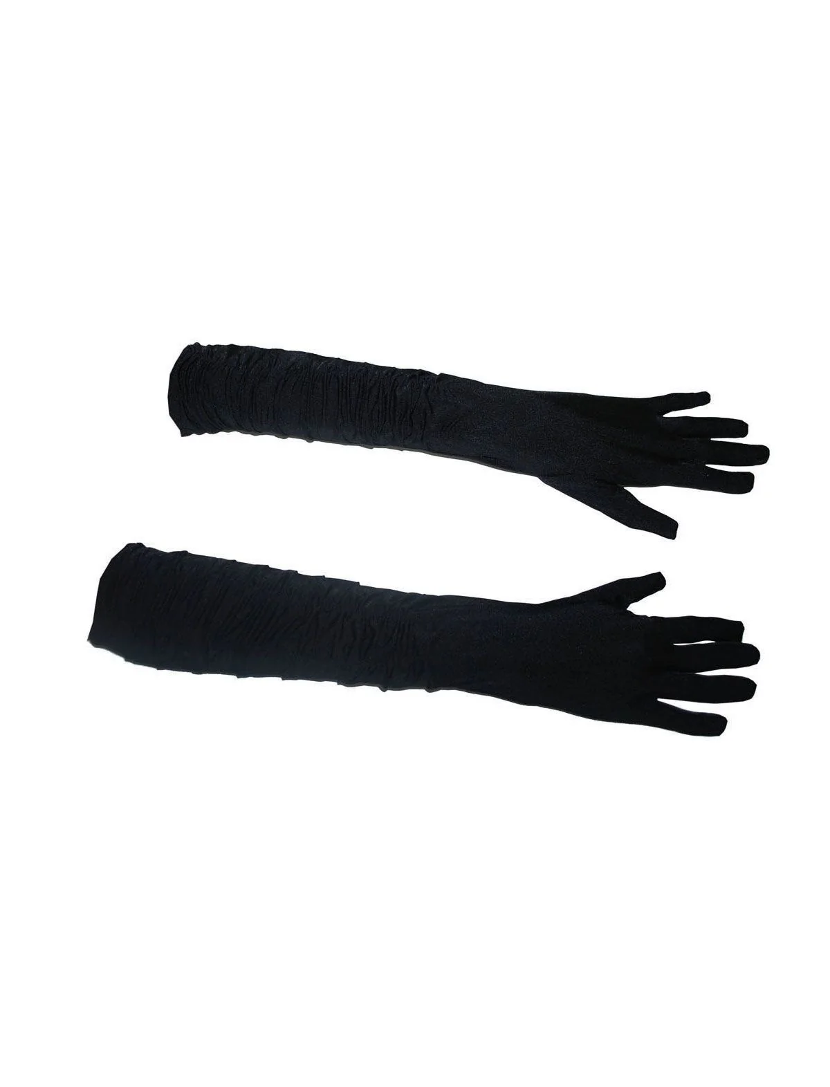 Zwarte lange handschoenen gerimpeld