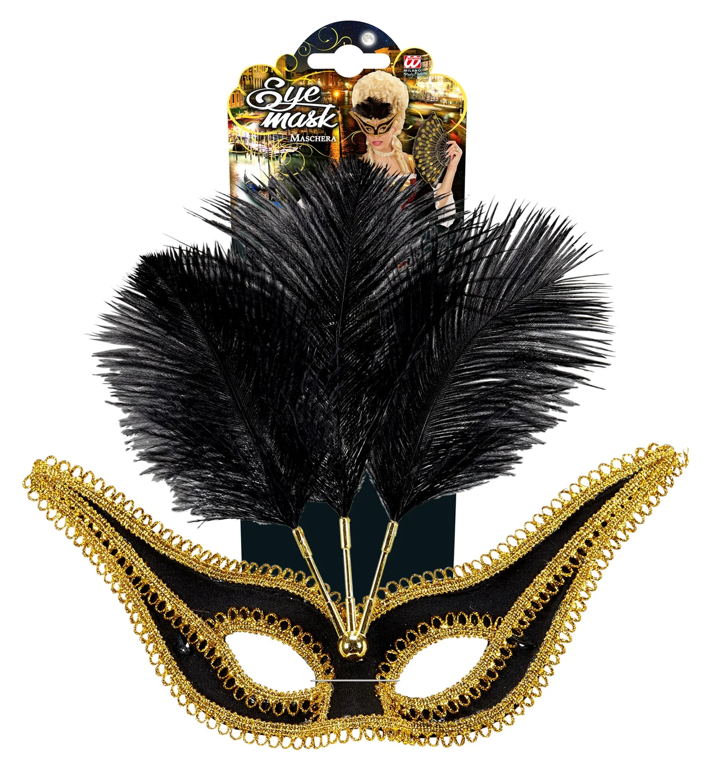 Zwarte oogmaskers met veertjes - Image 3