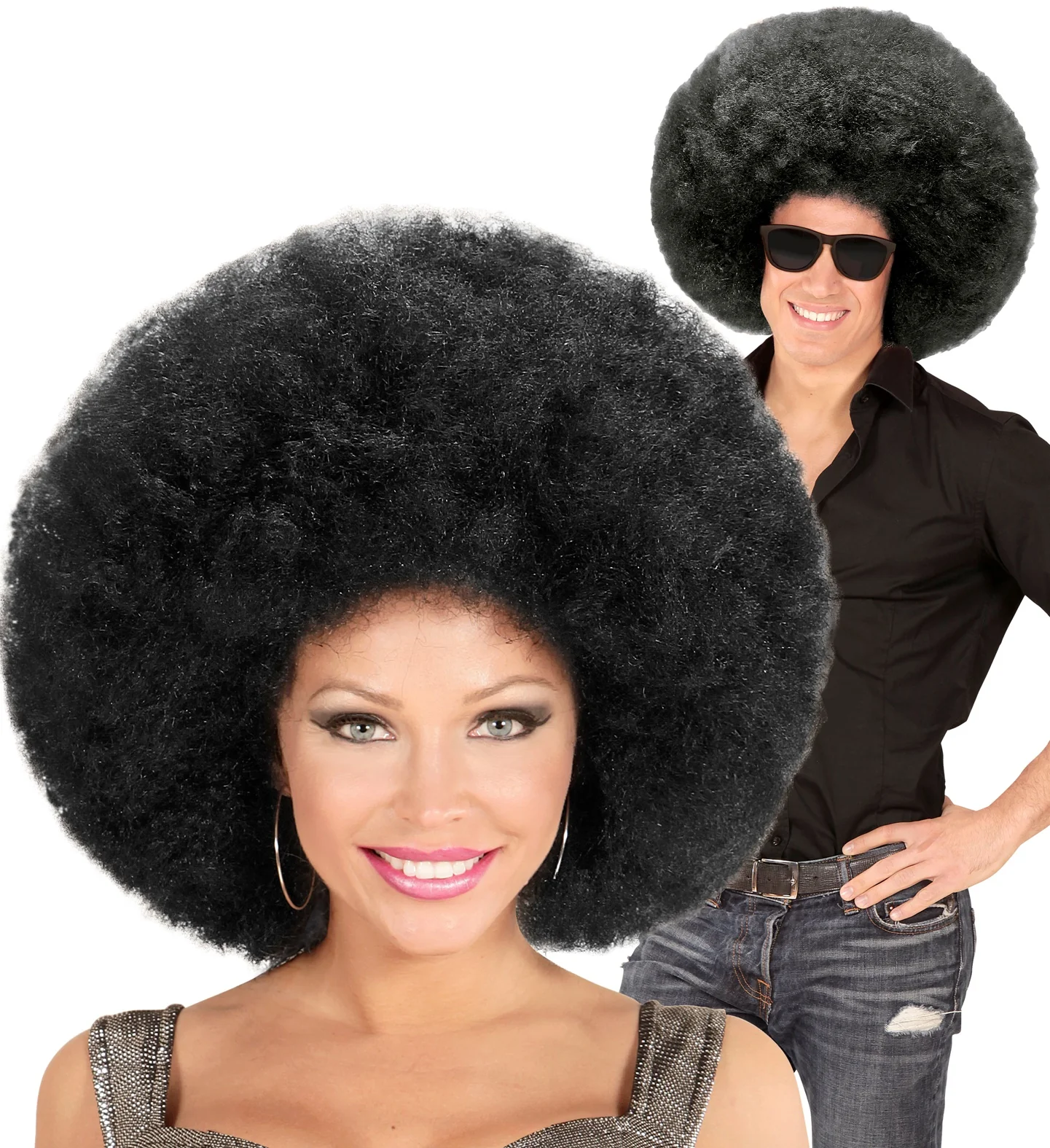 Zwarte oversized Afro pruik - Image 5