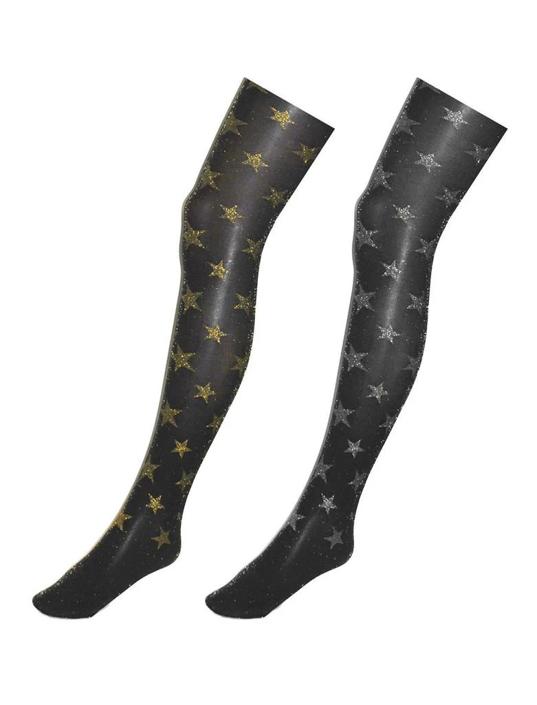 Zwarte panty met zilveren glitter sterren - Image 2