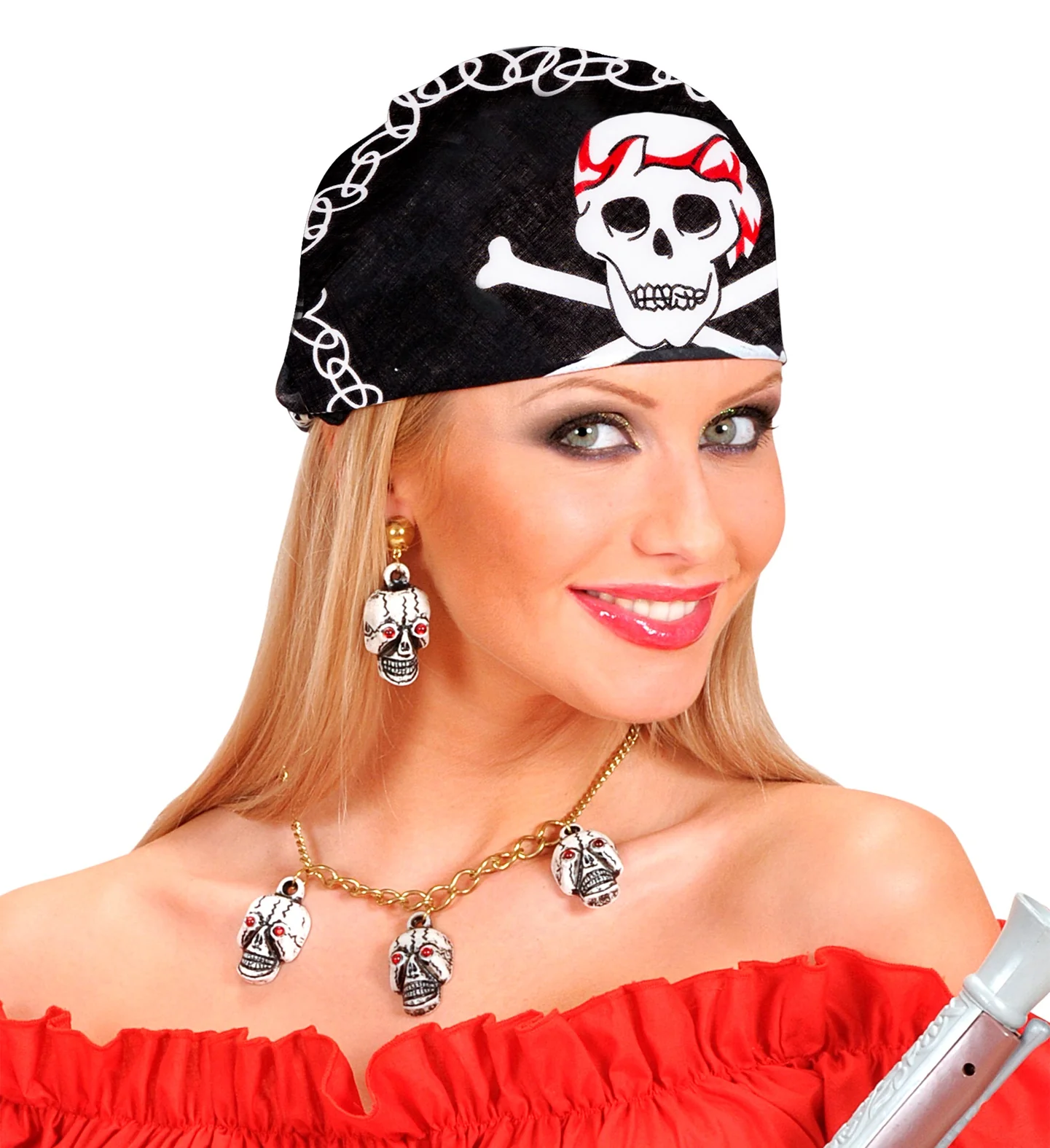 Zwarte piratenbandana met schedels - Image 2