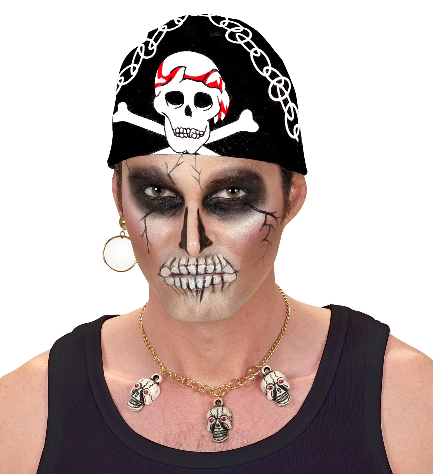 Zwarte piratenbandana met schedels - Image 3